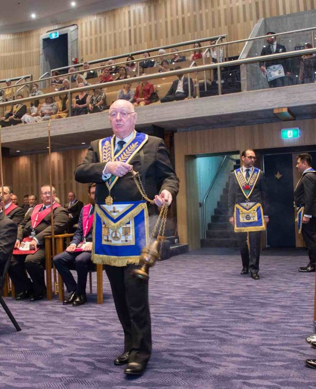 Grand Chaplain, RW Bro Robert Searle swinging the smoking incense censer whilst he blessed our new Lodge.